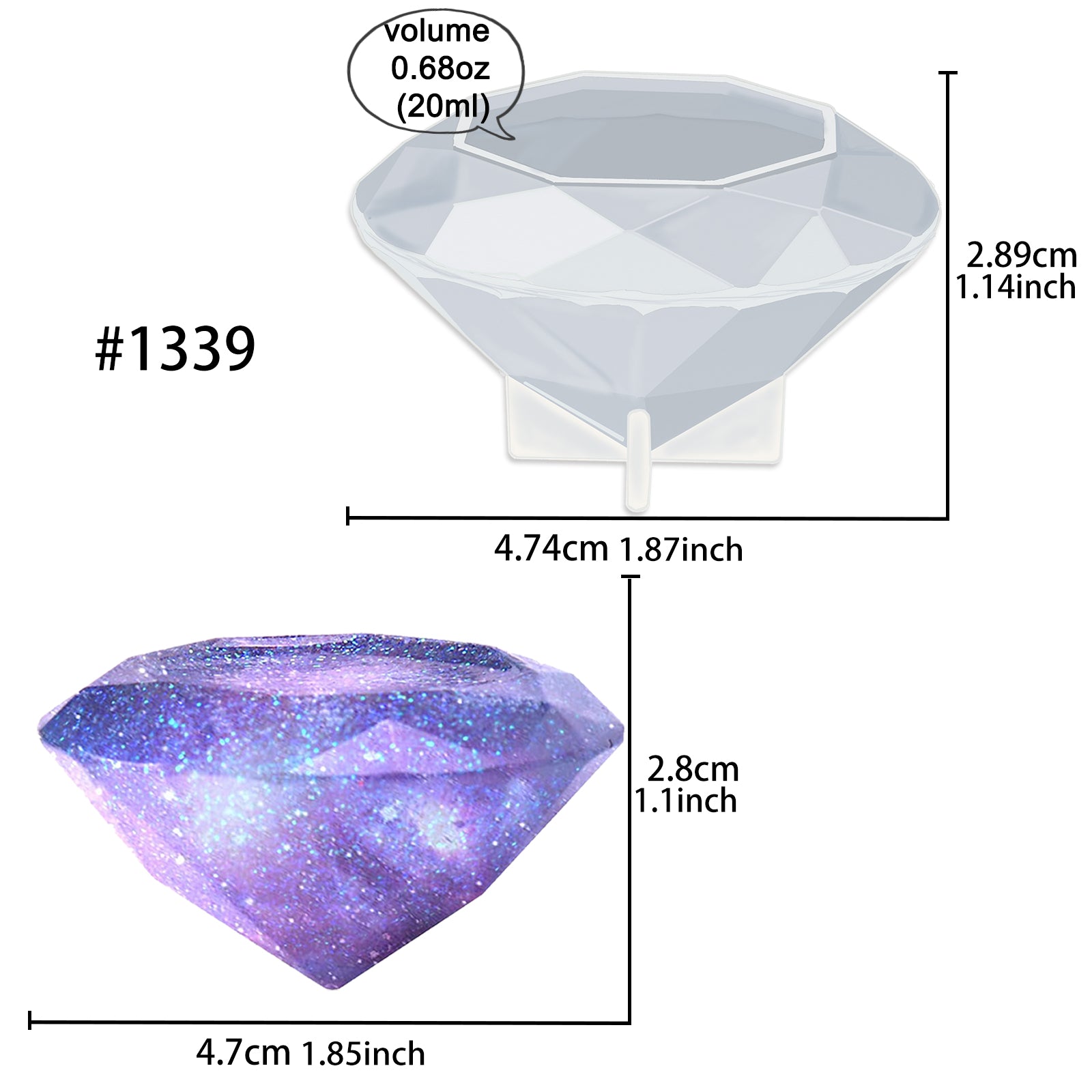 Small Diamond Silicone Mold (3 Cavity) | Soft Clear Mold | UV Resin Mould |  Kawaii Craft Supplies (15mm x 18mm)