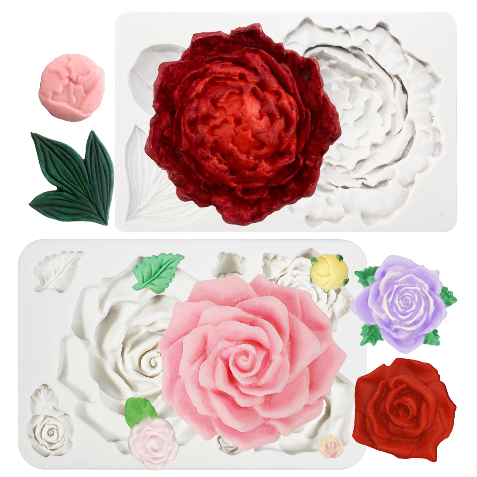 Funshowcase Assorted Blooming Roses Fondant Silicone Mold