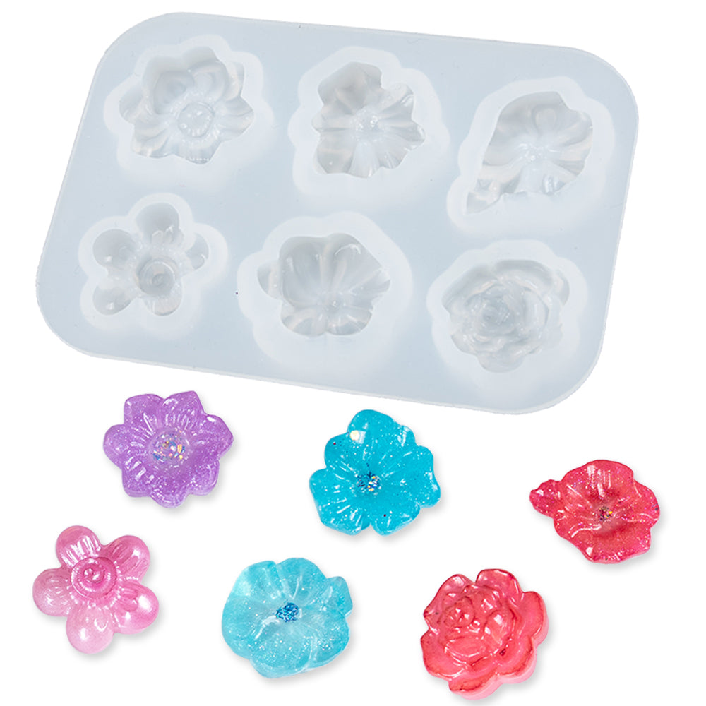 3 Packs Rose Flower Soap Molds Silicone 6 Cavities Flower Shapes