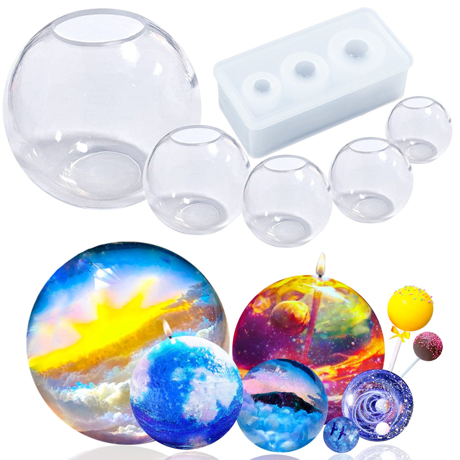 FUNSHOWCASE 4inch Large Sphere Round Silicone Mold for Resin Epoxy, Jewelry  Making, Candle Wax, Homemade Soap, Bath Bomb
