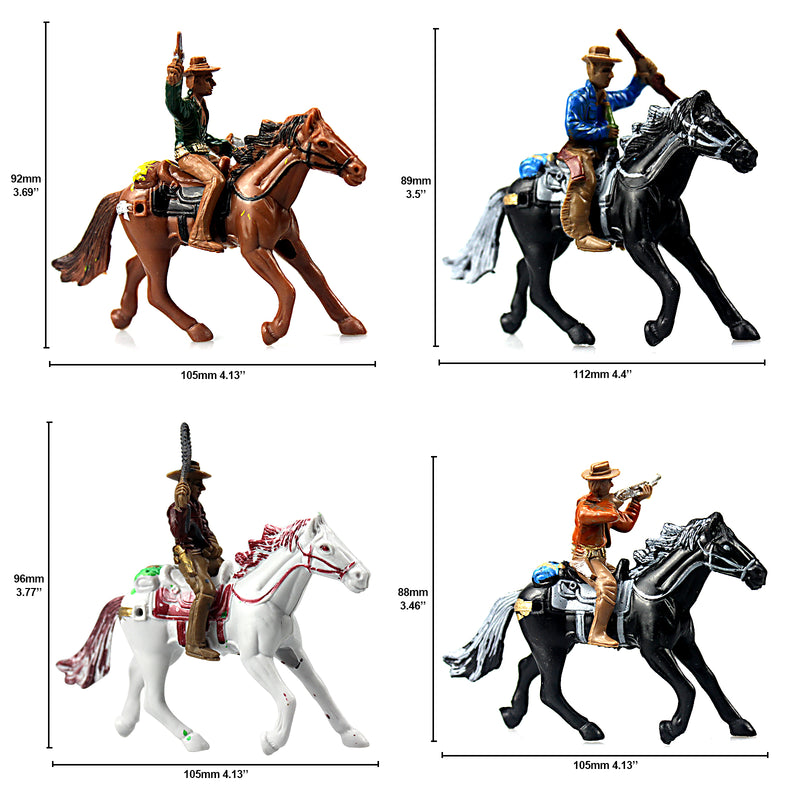 Western Cowboys Gunslingers with Horses Miniatures 4-Count