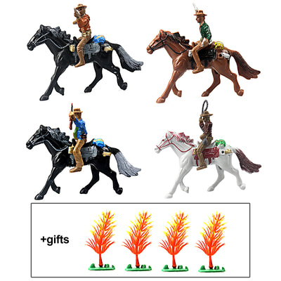 Western Cowboys Gunslingers with Horses Miniatures 4-Count