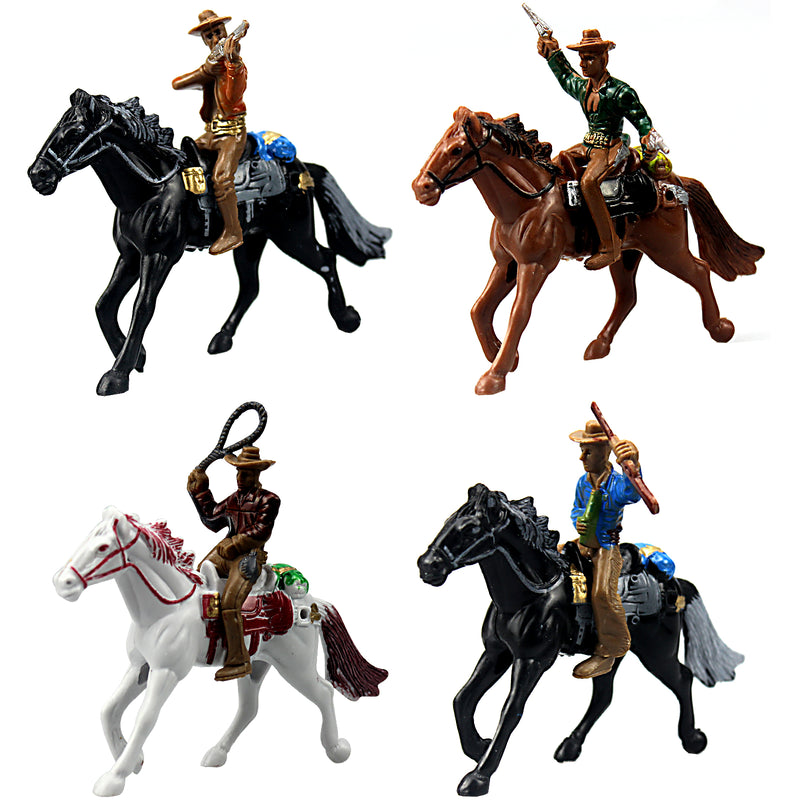 Western Cowboys Gunslingers with Horses Miniatures 4-Count