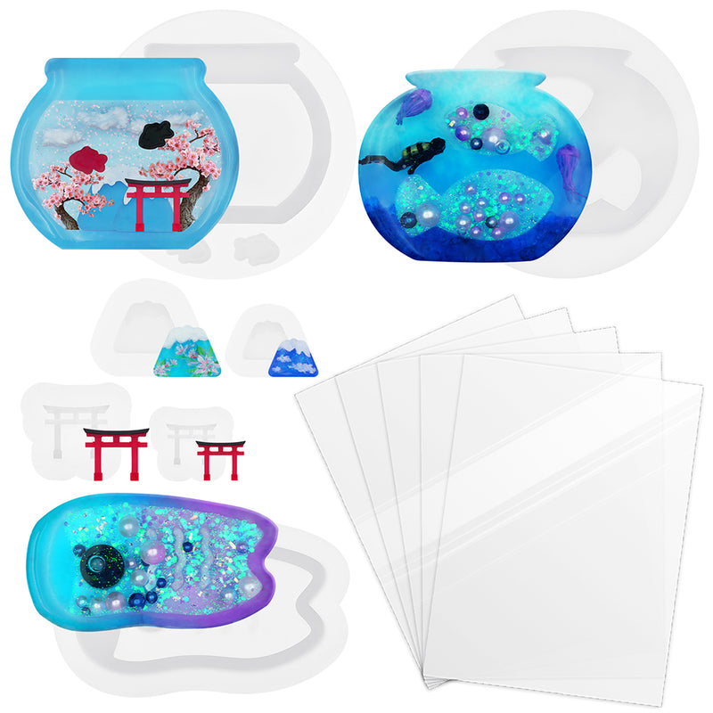 Fish Tank Torii Mt Fuji Carp Streamer Shaker Silicone Mold Set