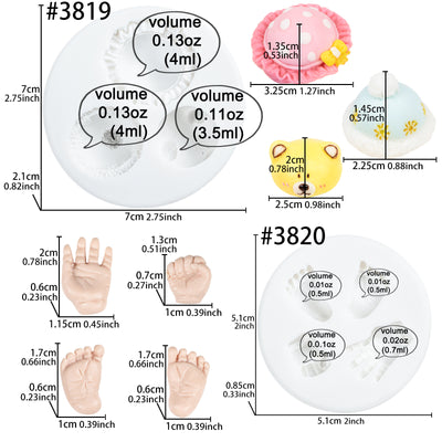 Small Baby Hands Feet and Hats Silicone Molds 2-Count