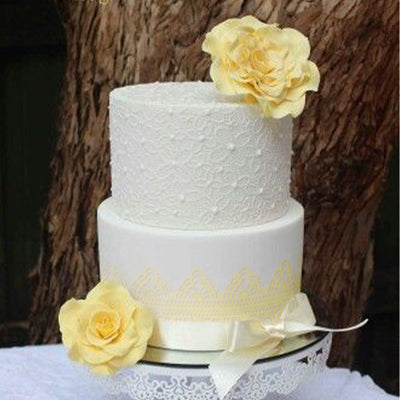 Large Edible Cake Lace Cream Yellow 14-inch