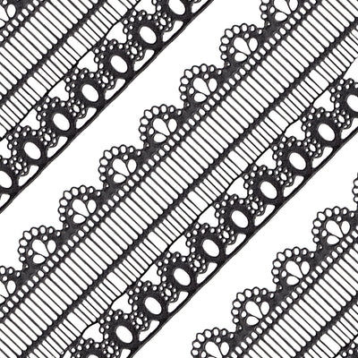 Large Edible Cake Lace Retro Trim Black 14-inch