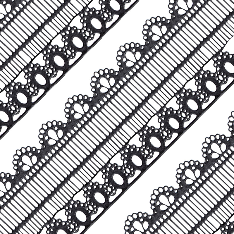 Large Edible Cake Lace Retro Trim Black 14-inch