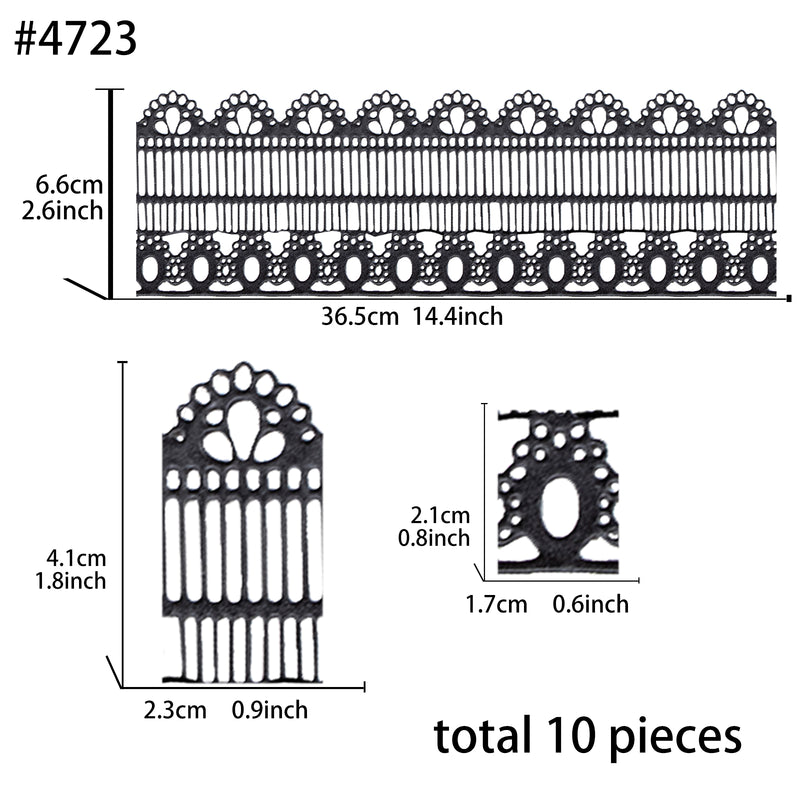 Large Edible Cake Lace Retro Trim Black 14-inch