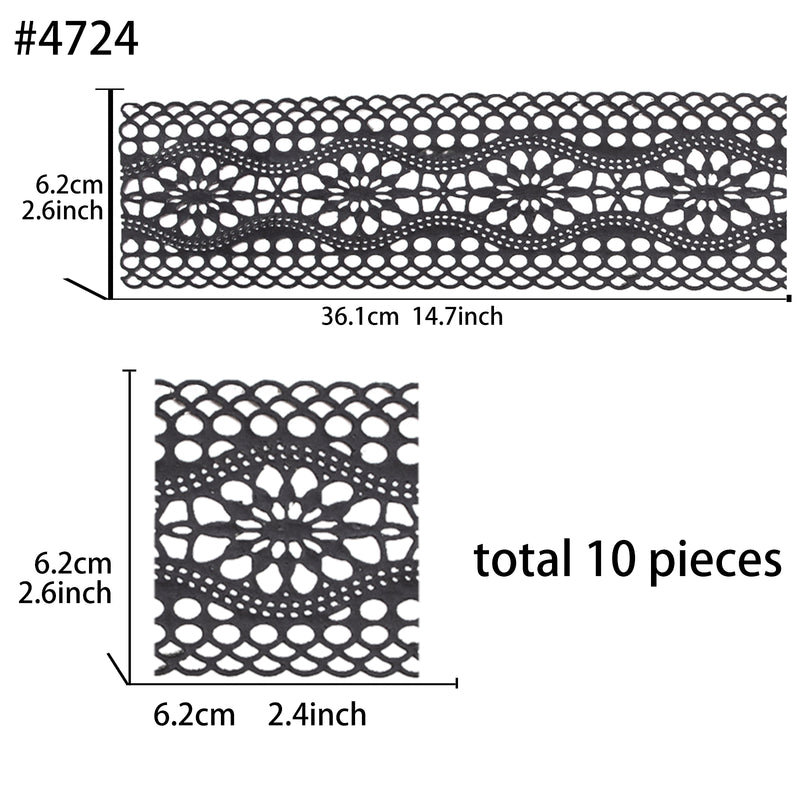 Large Edible Cake Lace Vintage Trim Black 14-inch