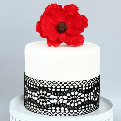 Large Edible Cake Lace Vintage Trim Black 14-inch