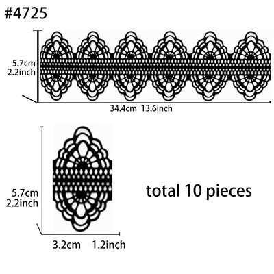 Large Edible Cake Lace Applique Borders Black 14-inch