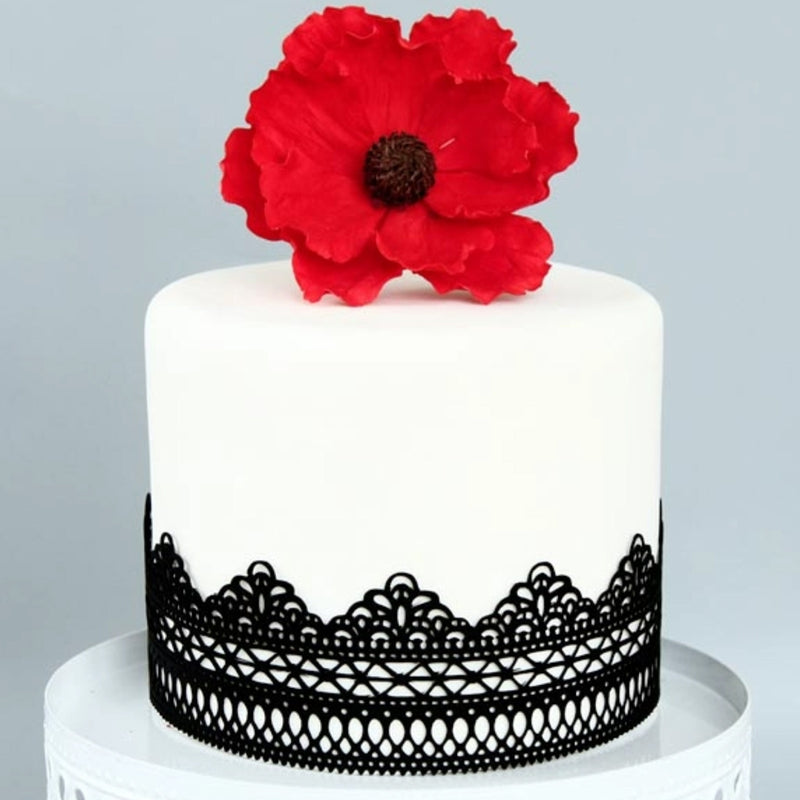 Large Edible Cake Lace Lattice Border Black 14-inch