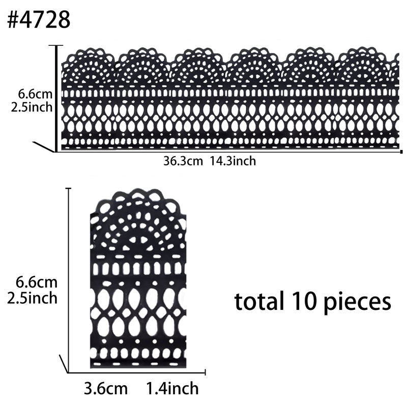 Large Edible Cake Lace Scallop Border Black 14-inch