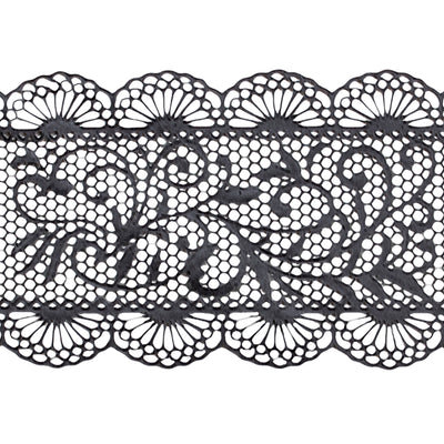 Large Edible Cake Lace Scallop Trim Black 14-inch