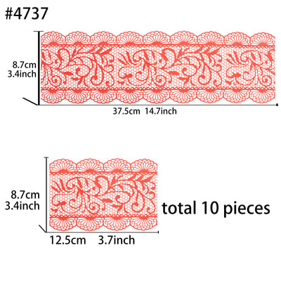 Large Edible Cake Lace Scallop Trim Red 14-inch