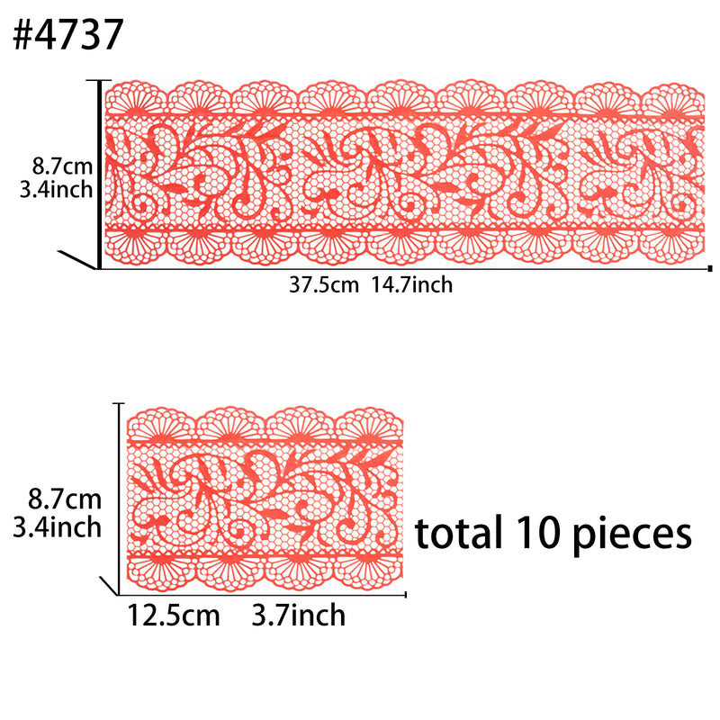 Large Edible Cake Lace Scallop Trim Red 14-inch