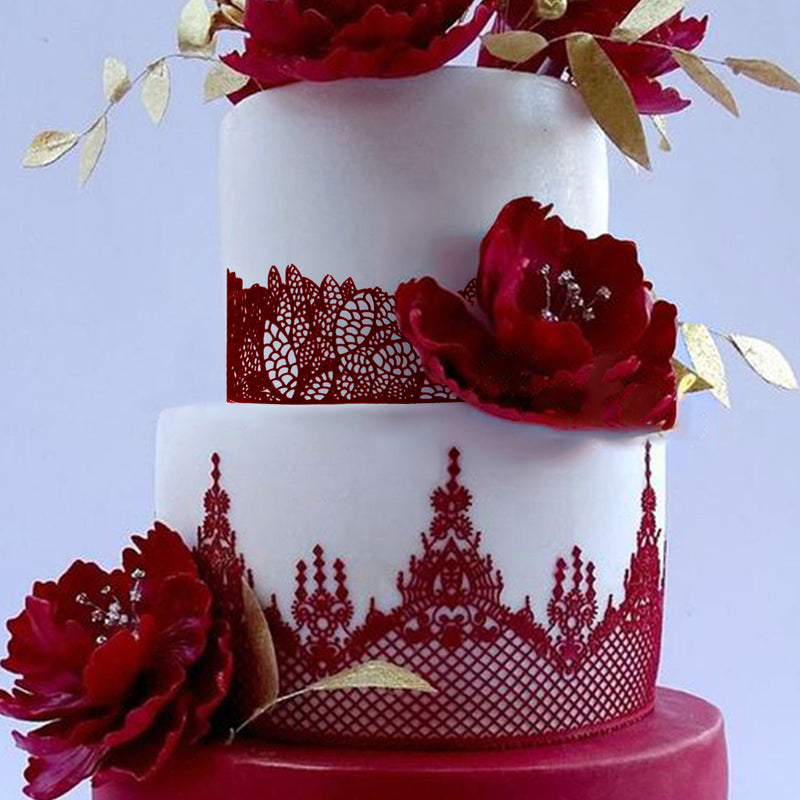 Large Edible Cake Lace Cherry Blossom Red 14-inch