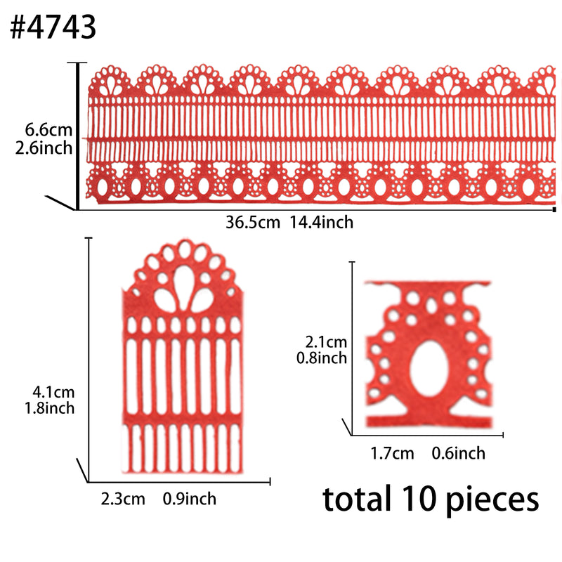 Large Edible Cake Lace Retro Trim Red 14-inch