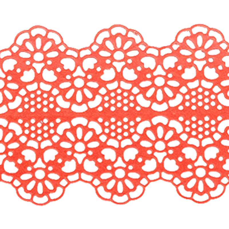 Large Edible Cake Lace Applique Red 14-inch