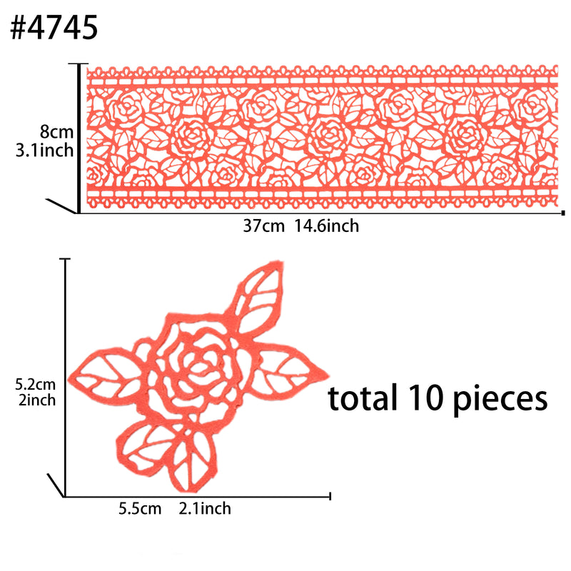 Large Edible Cake Lace Rose Blossom Red 14-inch