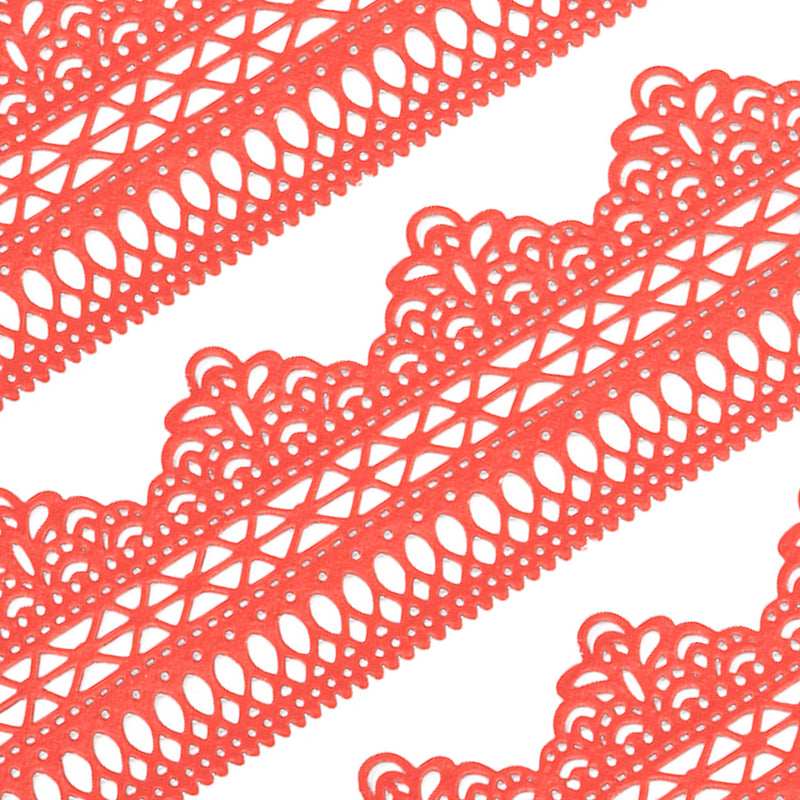 Large Edible Cake Lace Lattice Border Red 14-inch