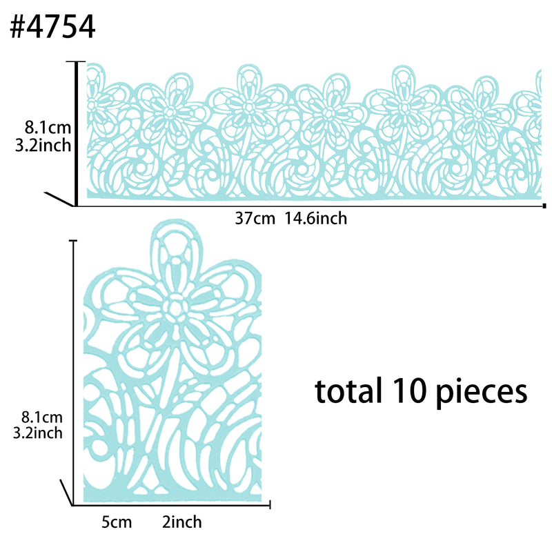 Large Edible Cake Lace Flower Trim Blue 14-inch