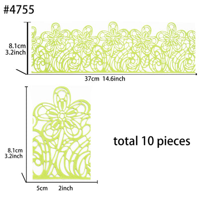 Large Edible Cake Lace Flower Trim Green 14-inch