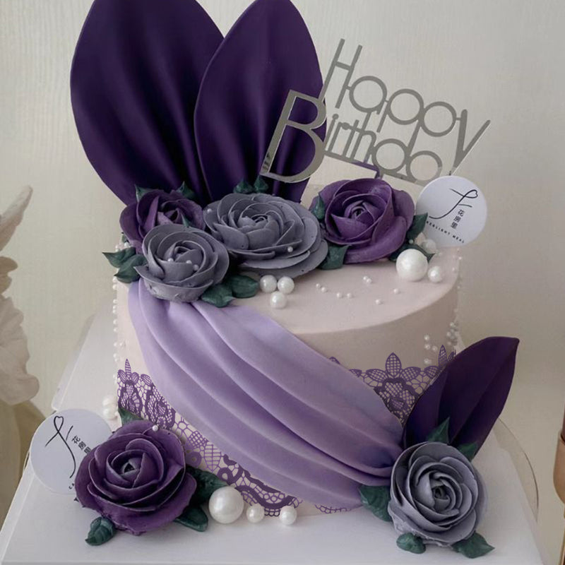 Large Edible Cake Lace Floral Medallion Purple 12-inch