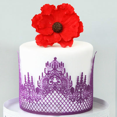 Large Edible Cake Lace Lattice Diamond Scallop purple 12-inch