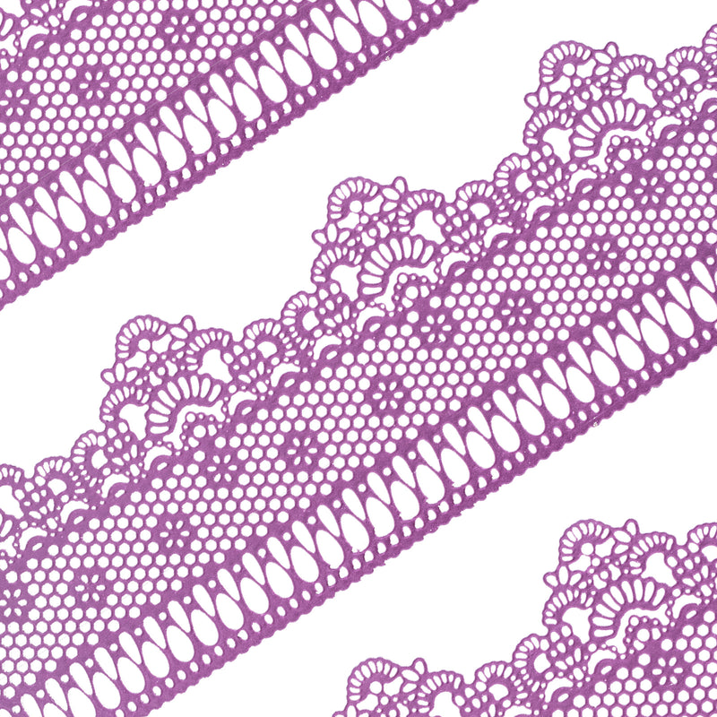 Large Edible Cake Lace Lattice with Small Daisy Purple 14-Inch