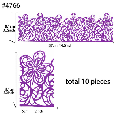 Large Edible Cake Lace Flower Trim Purple 14-Inch