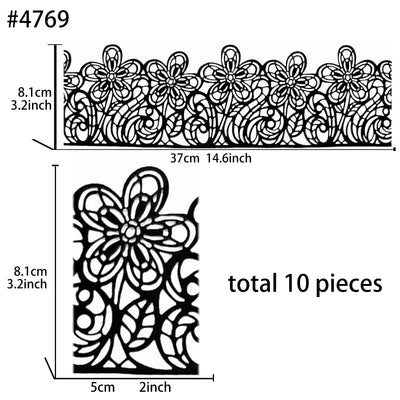 Large Edible Cake Lace Flower Trim Black 14-Inch