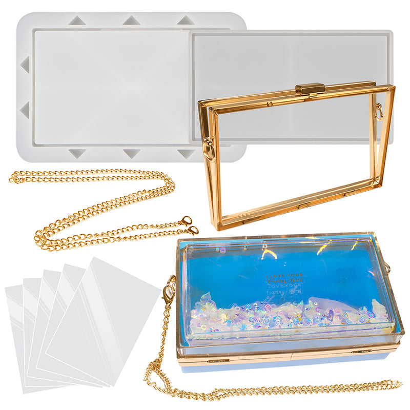 Large Rectangle Resin Clutch Bag Mold Complete Set of 9