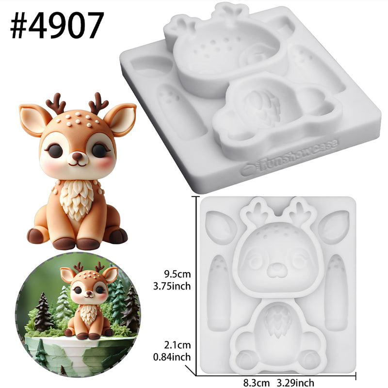 Woodland Animal Deer Silicone Mold 3.3-Inch Tall