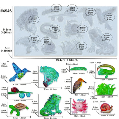 Pond Animals Silicone Mold 7x3-Inch