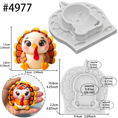 Farm Animal Turkey Silicone Mold 3-Inch Tall