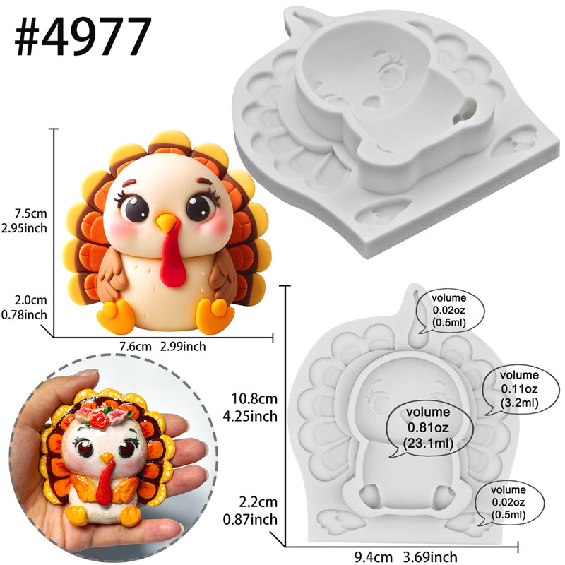 Farm Animal Turkey Silicone Mold 3-Inch Tall