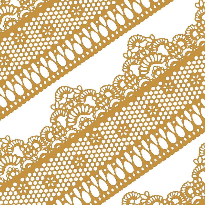 Large Edible Cake Lace Lattice with Small Daisy Golden 14-inch