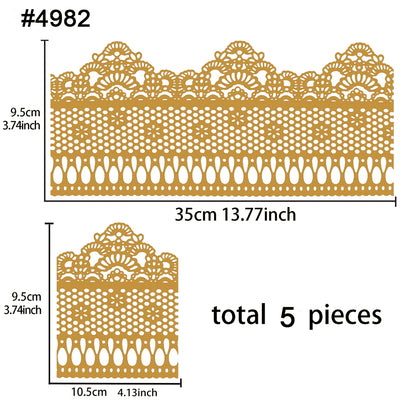 Large Edible Cake Lace Lattice with Small Daisy Golden 14-inch