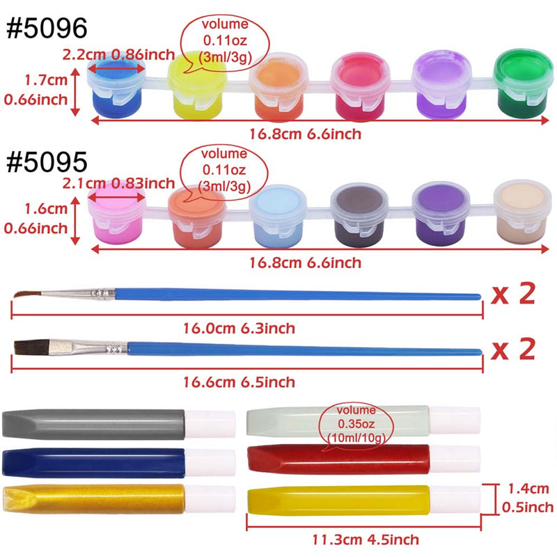 Glass Paint 34-Kit 24-Color Acrylic Enamel 6-Liner 4-Brush