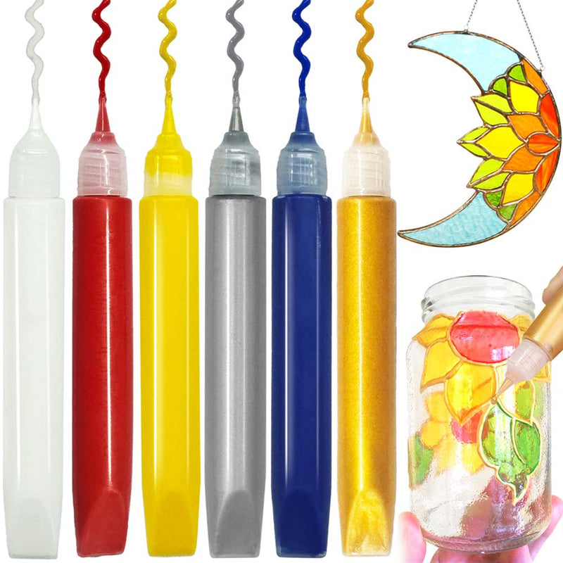 Acrylic Glass Paint Pens 6 Colors Metallic Outliners