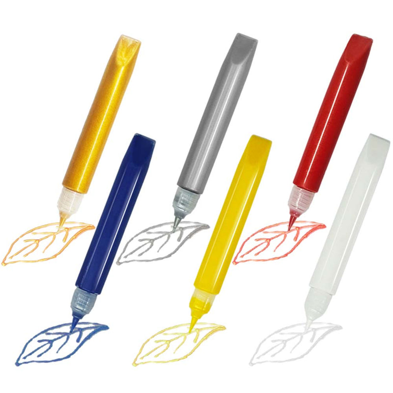 Acrylic Glass Paint Pens 6 Colors Metallic Outliners