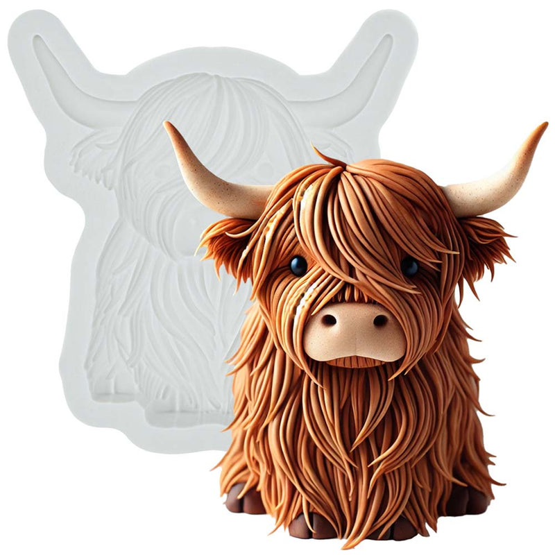 Farm Animal Highland Cow Silicone Mold 3-Inch Tall