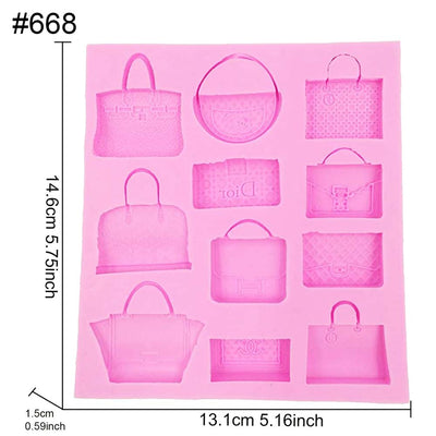 Branded Handbags Silicone Mold 11-Cavity 5.8x5.2x0.6-Inch