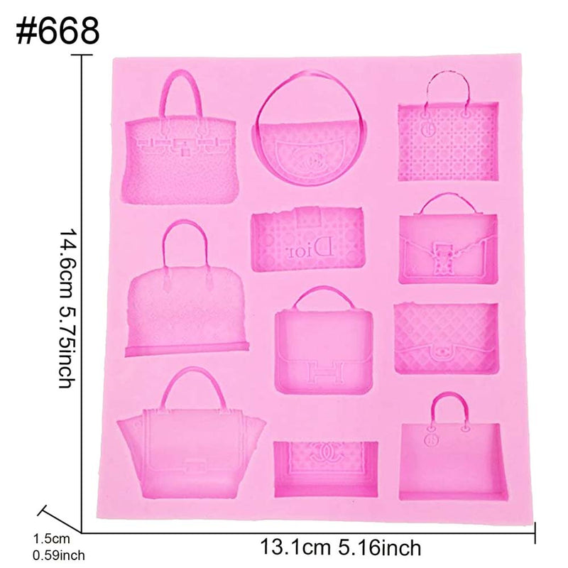 Branded Handbags Silicone Mold 11-Cavity 5.8x5.2x0.6-Inch