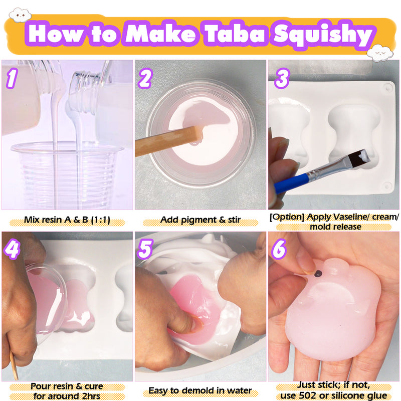 Taba Squishy Maker Kit Gel+Pig Silicone Mold+Pigment