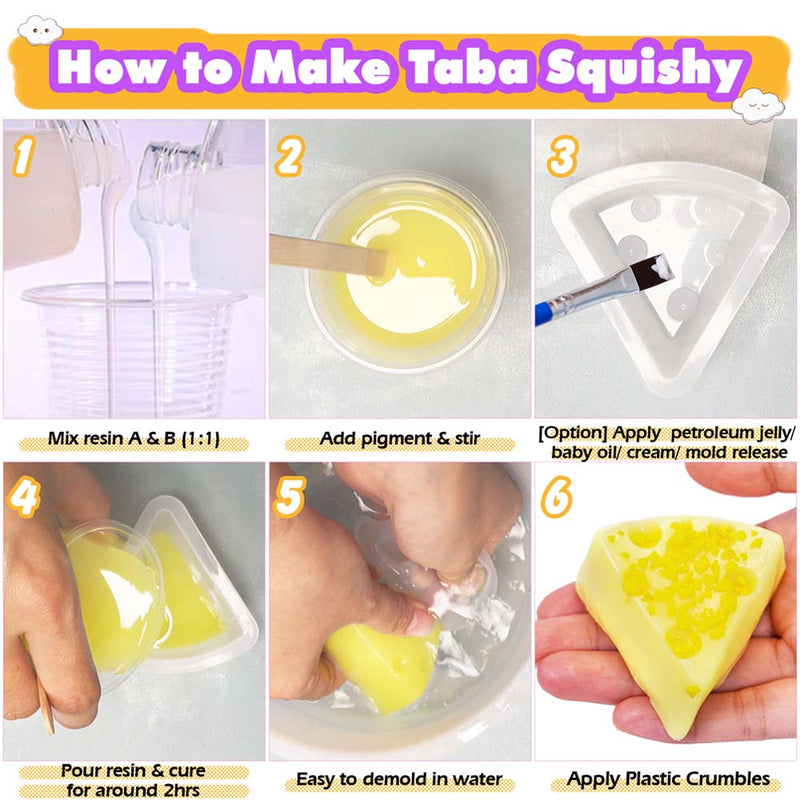 Taba Squishy Cheese Kit Gel+Silicone Mold+Pigment+Sprinkles