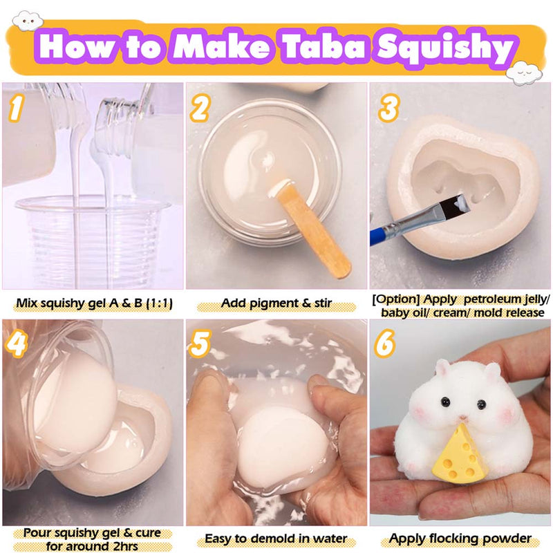 Taba Squishy Maker 2 Hamster Silicone Molds+Gel+Kits Fufu Making Pack