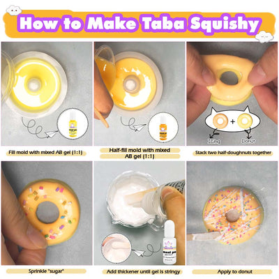 Taba Squishy Donut Maker Kit Silicone Mold+Gel+Pigment+Sprinkles